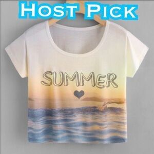 ✅3X Host Pick✅ Summer Print Crop Tee, Medium